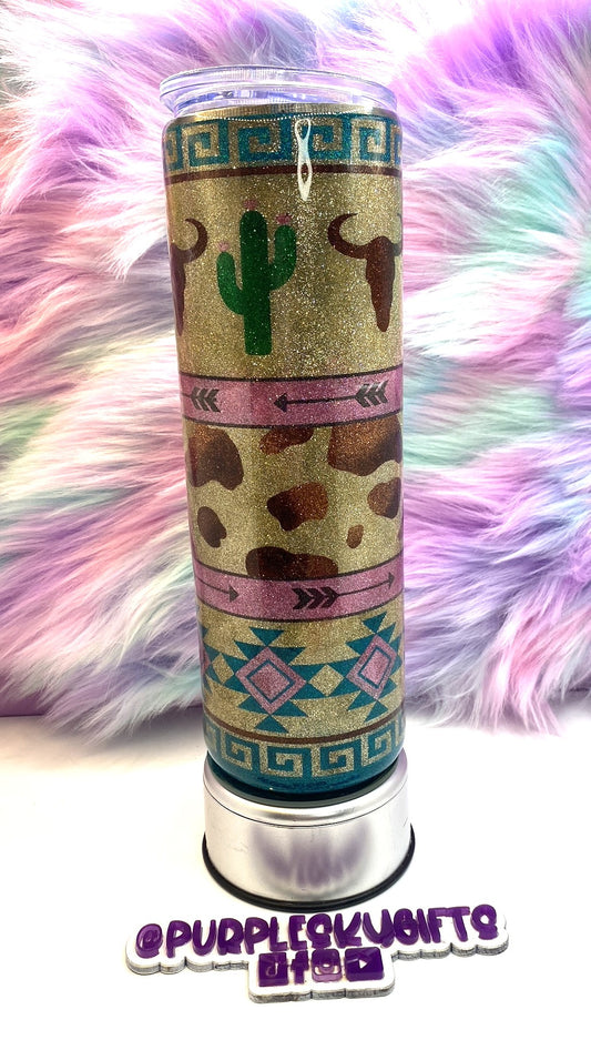 Southwest Cactus 30 oz Epoxy Glitter Tumbler - Ready To Ship