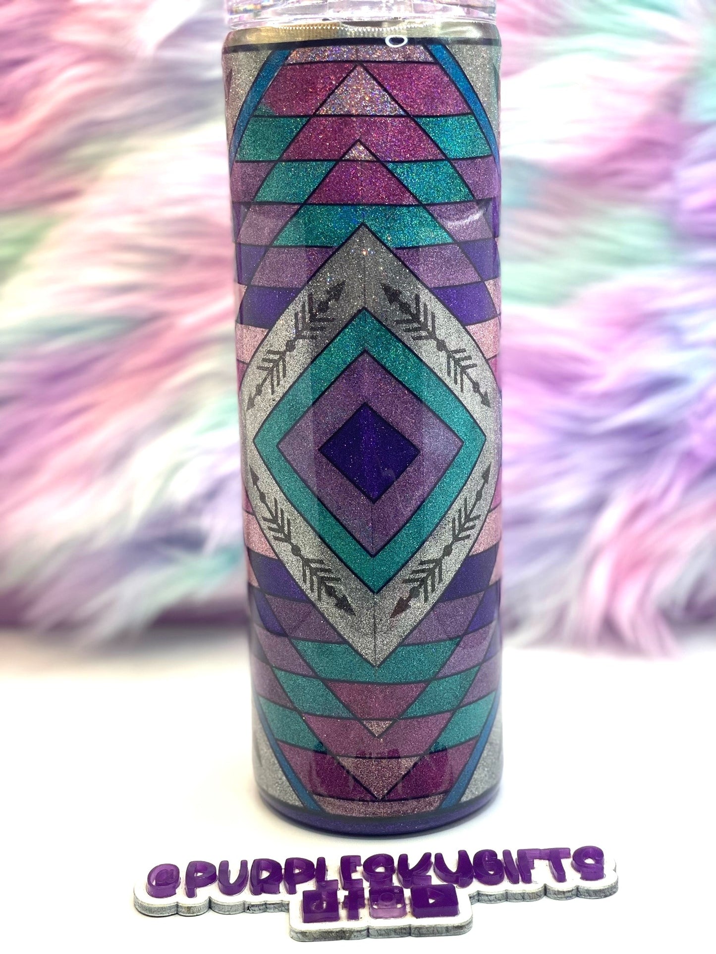 30 oz Purple Southwestern Epoxy Glitter Tumbler - Ready To Ship