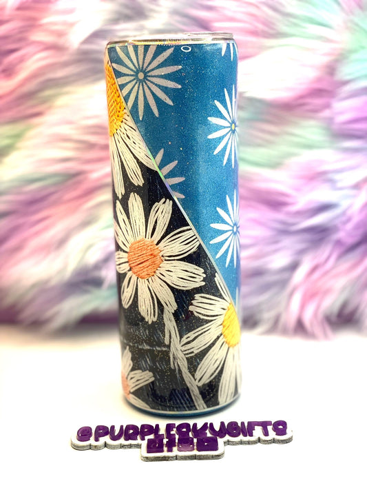 Daisies and Blue Jeans 30 oz Epoxy Glitter Tumbler - Ready To Ship